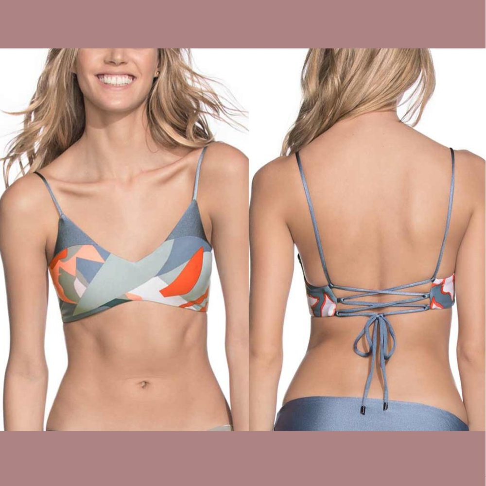 NWT $70 Maaji [ Large‎ ] Crystal Cavern Bikini Top White Blue Orange Pink